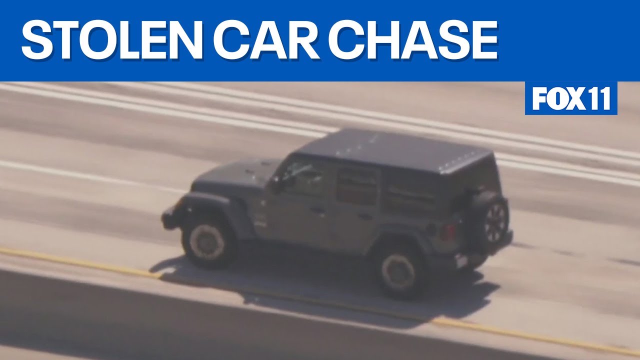 Police chase stolen car in South Los Angeles
