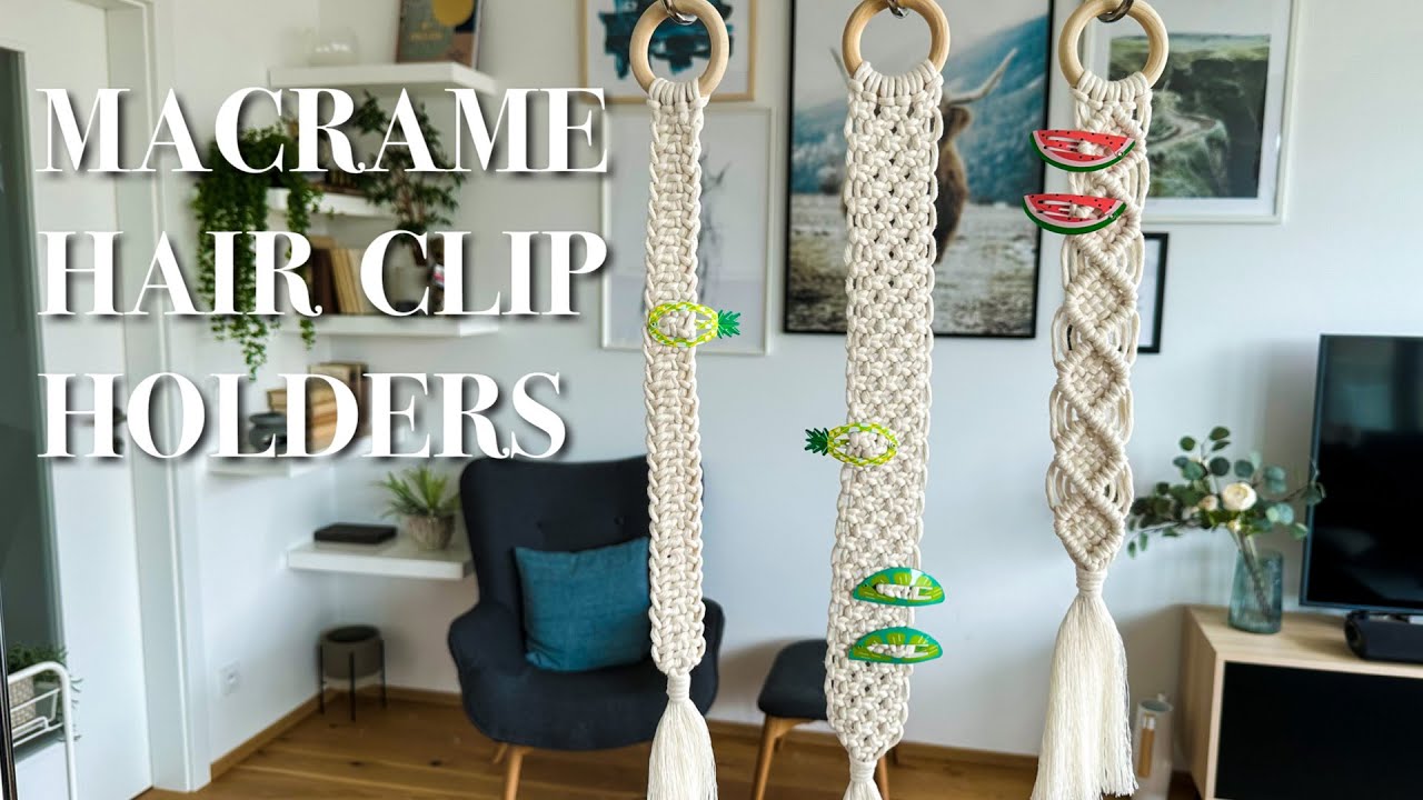 Держатели для заколок для волос в технике макраме