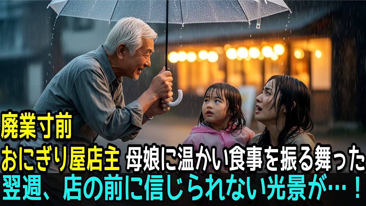 豪雨の夜、10円しか持たず寿司店から追い出された母娘→廃業寸前のおにぎり屋店主が温情を…その後