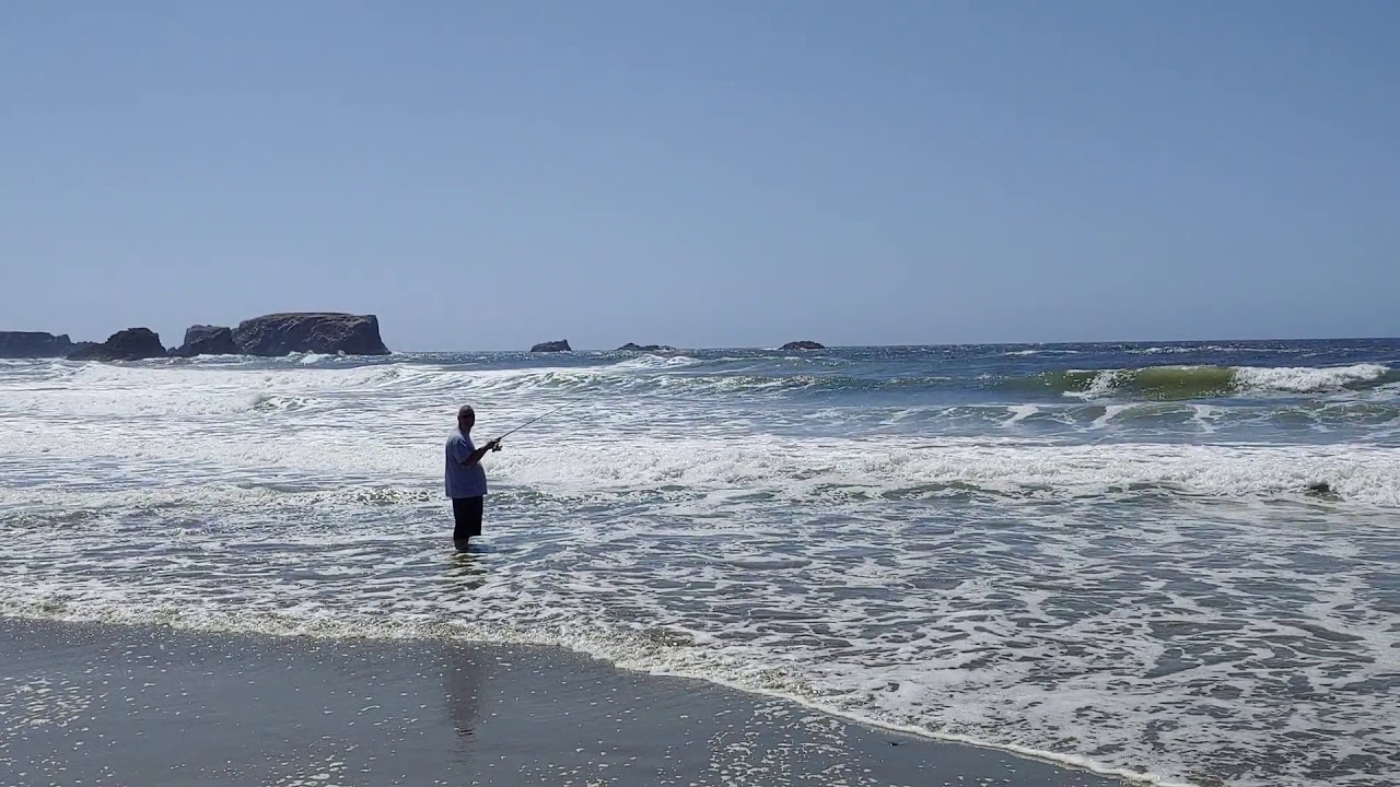 Scott fishing at the beach Bandon Oregon
