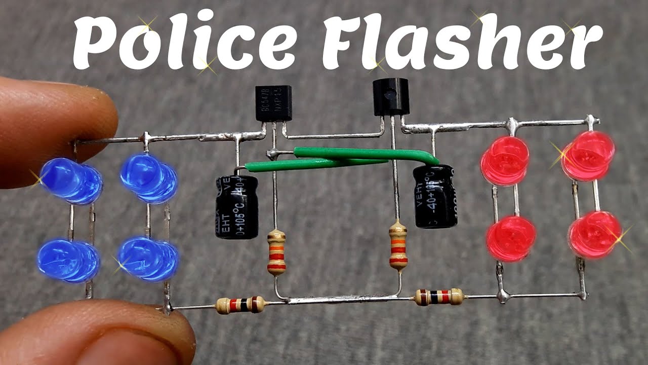 LED Police Flasher Circuit using Transistor / Without IC
