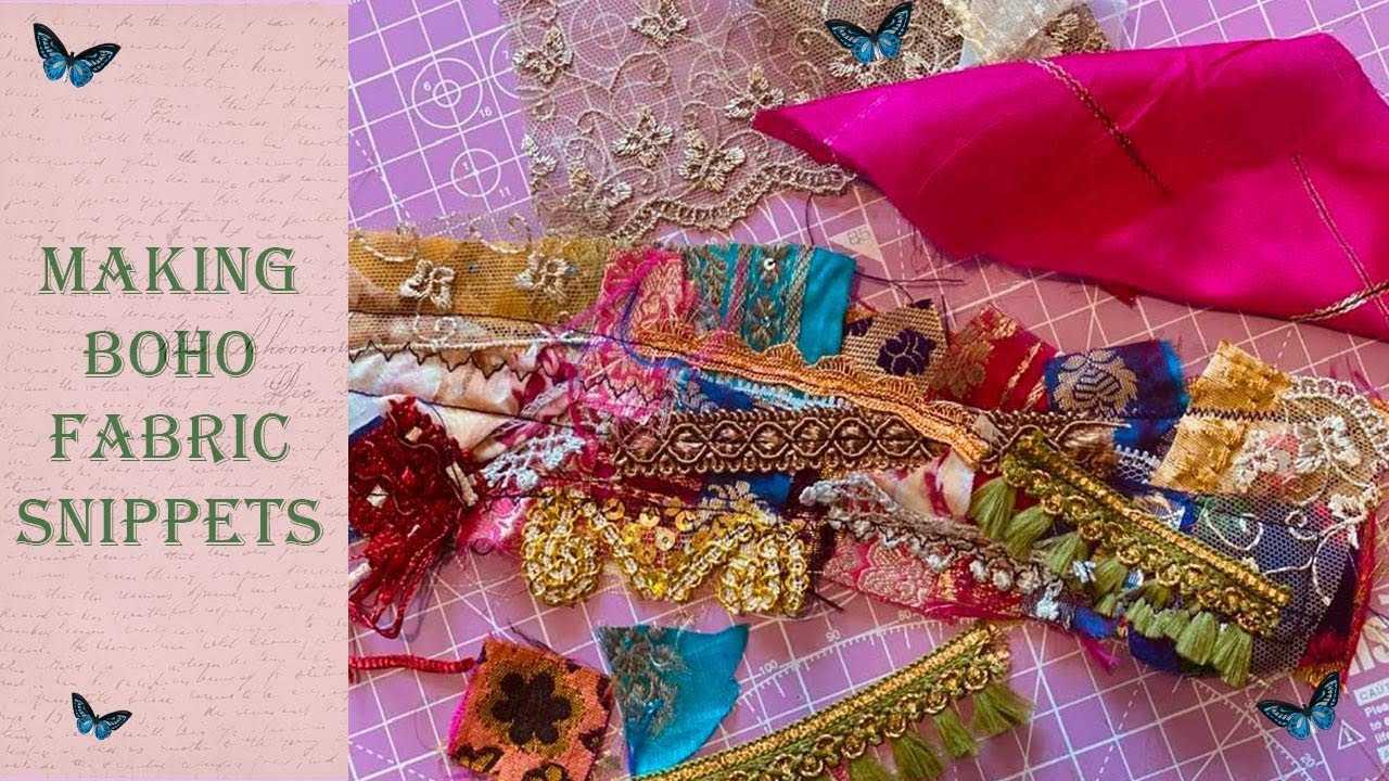 How I made my Boho Fabric Snippet for a BOHO Themed Junk Journal