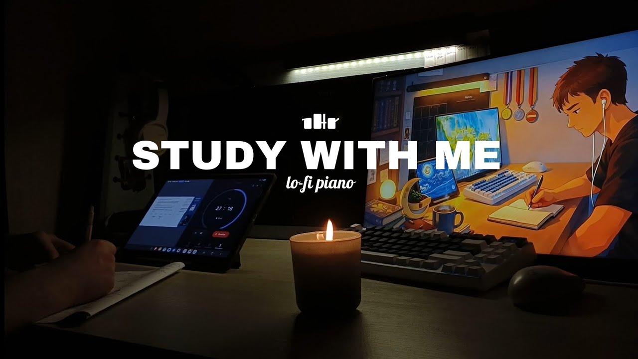 1 HOUR STUDY WITH ME 🕯️ Cozy Candlelight & Lo-fi Piano | Deep Focus (No Breaks)