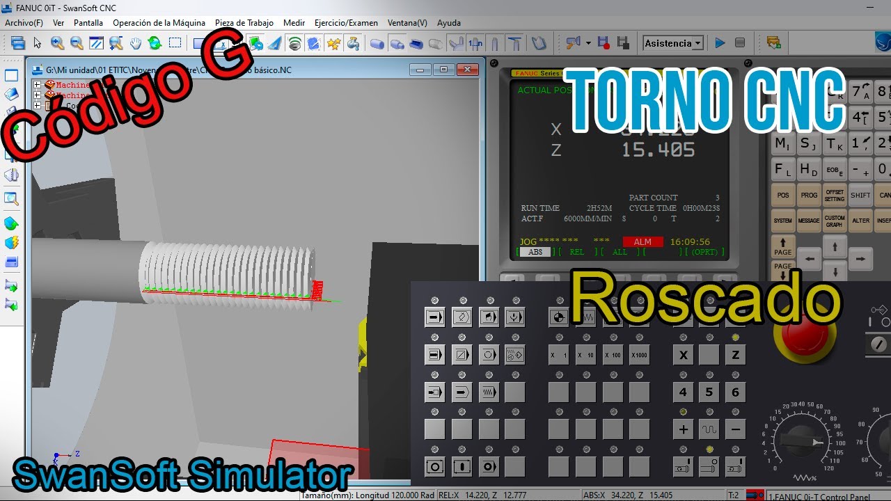 Roscado en Torno CNC | Comando G76 | SwanSoft Simulator