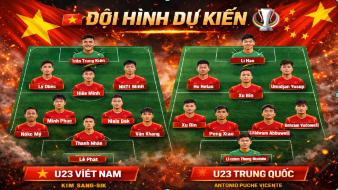 Đội Hình Ra Sân Gây Sốc! U23 Việt Nam vs Trung Quốc