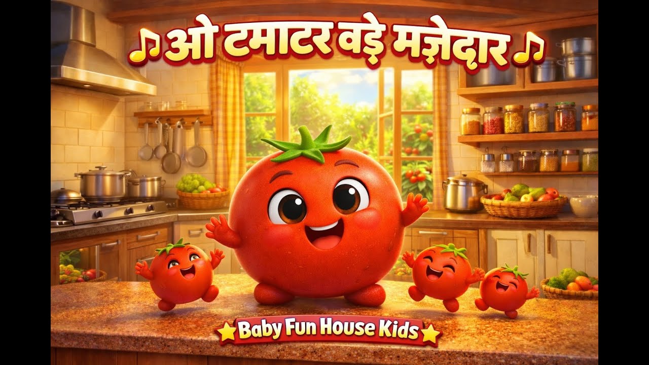 1️⃣ ओह टमाटर बड़े मज़ेदार 🍅 | Funny Tomato Song | Hindi Kids Rhyme | Funny  | Tomato Cartoon Song