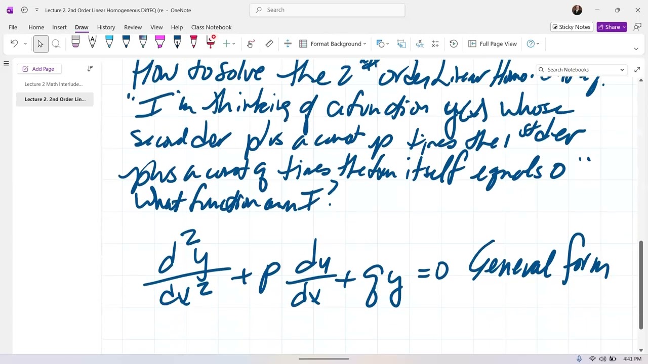 PCLS Lecture 02: Solving the 2nd Order Linear Homogeneous DiffEq
