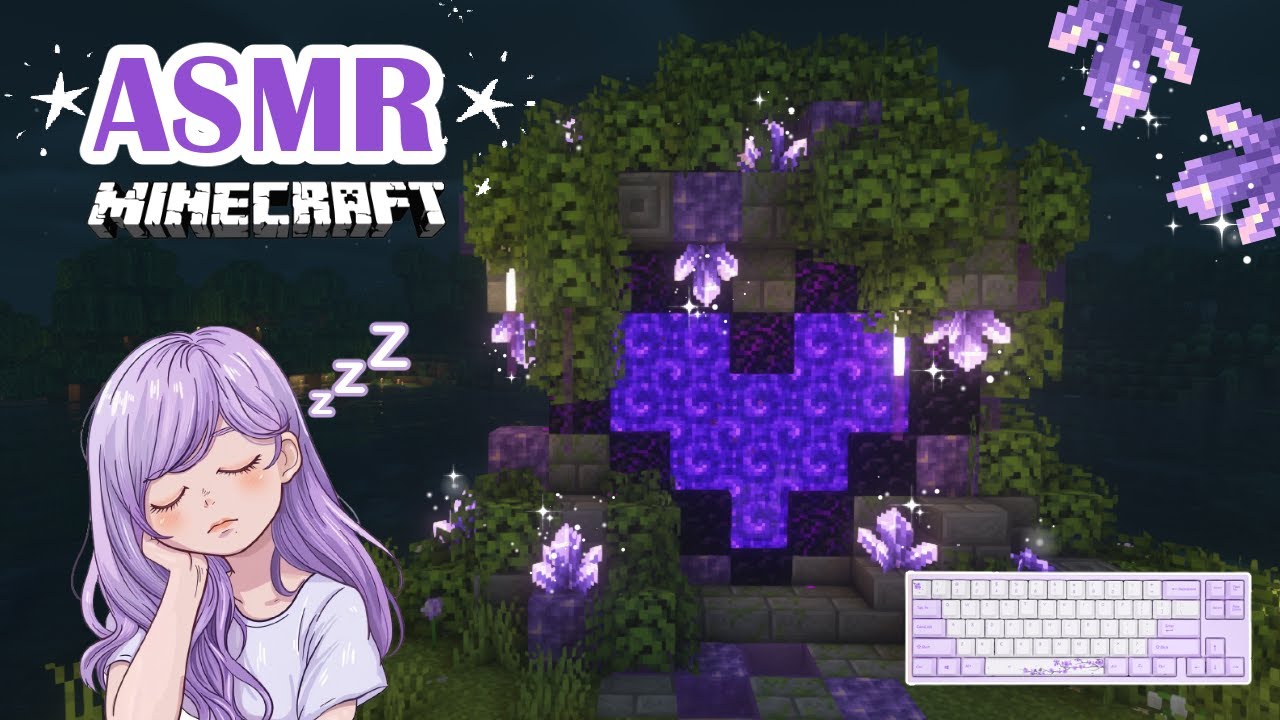 ASMR | Minecraft ♡ - Heart Portal Build 💜 | Whispered and keyboard sounds 🤍