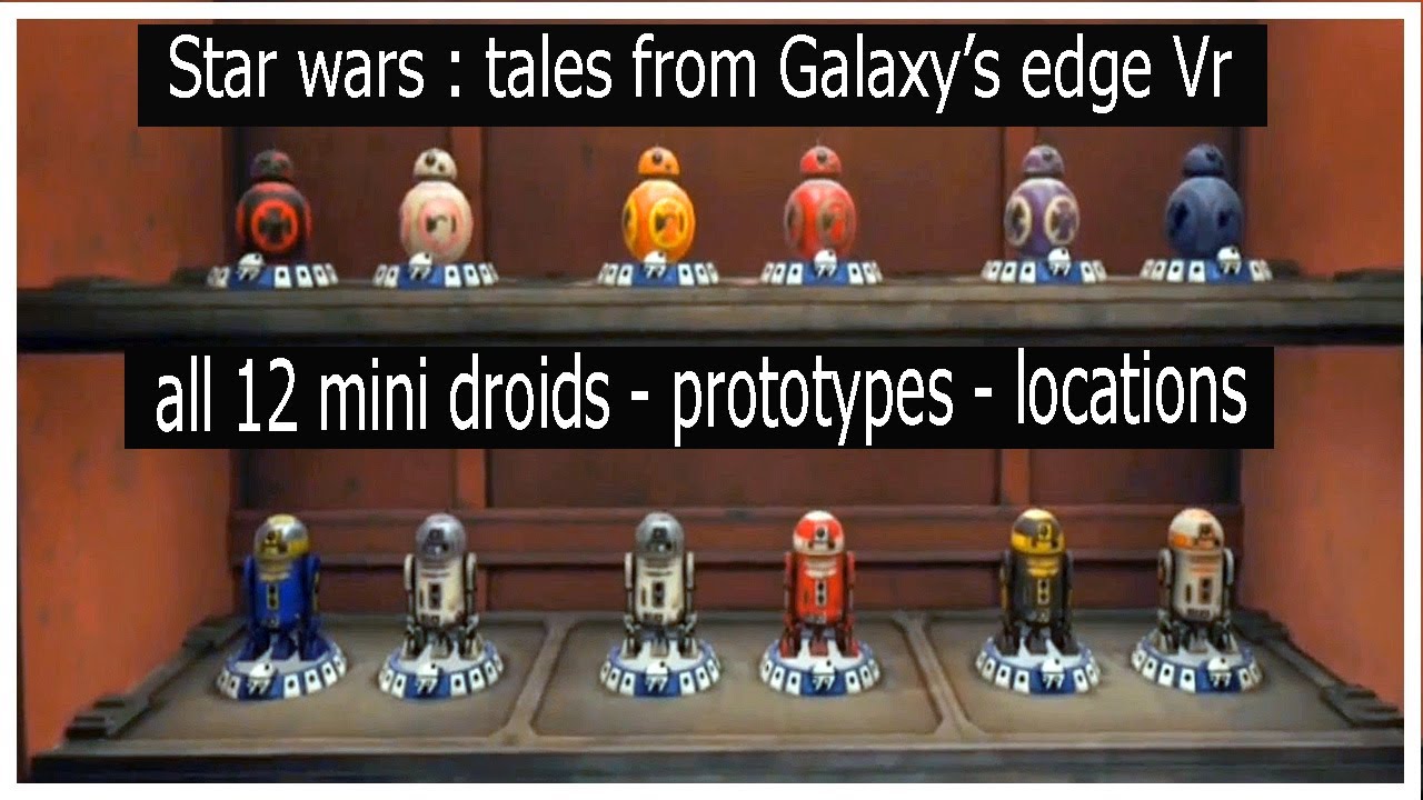 all 12 mini droids - prototypes - locations - star wars : tales from galaxy's edge vr