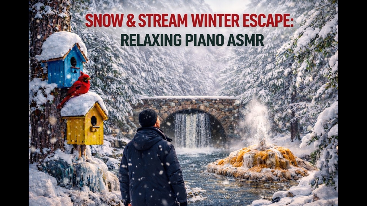 Snow & Stream Winter Escape - Relaxing Piano ASMR Walk (Part 1) #winter #piano #snow #asmr #relaxing