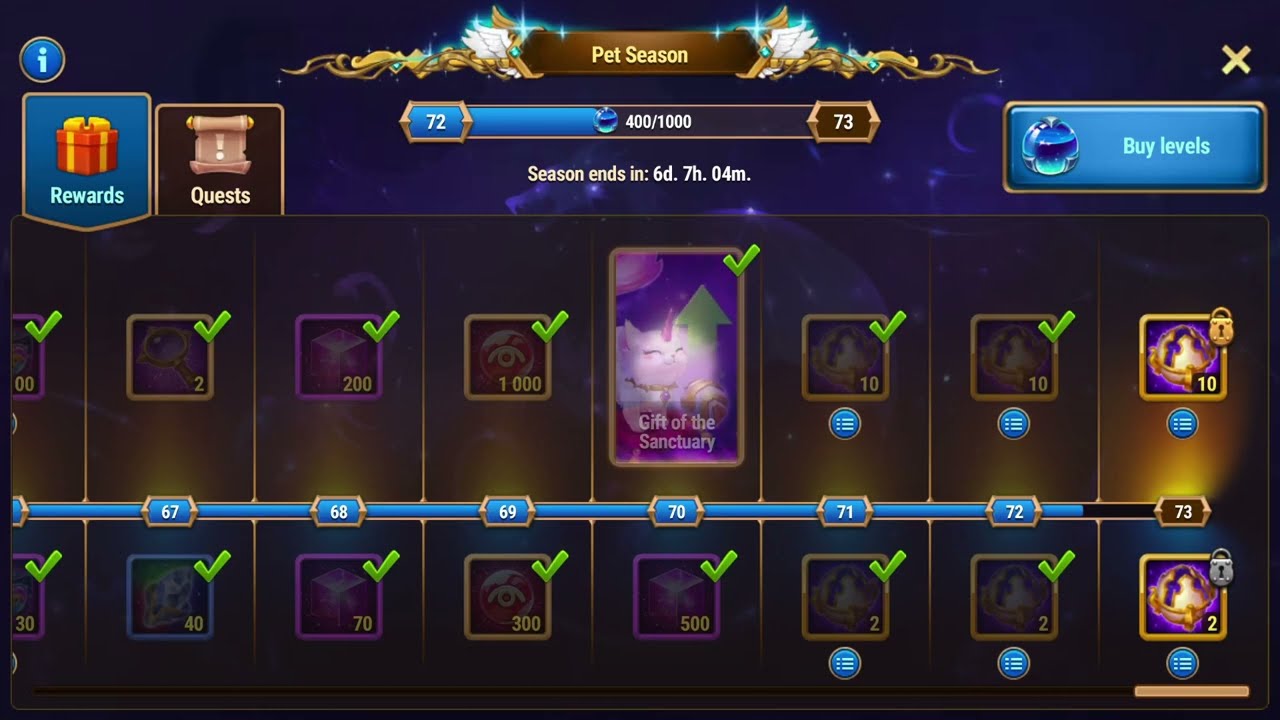 Hero Wars: Gift of the Santuary from Pet Season. Getting close to max pets