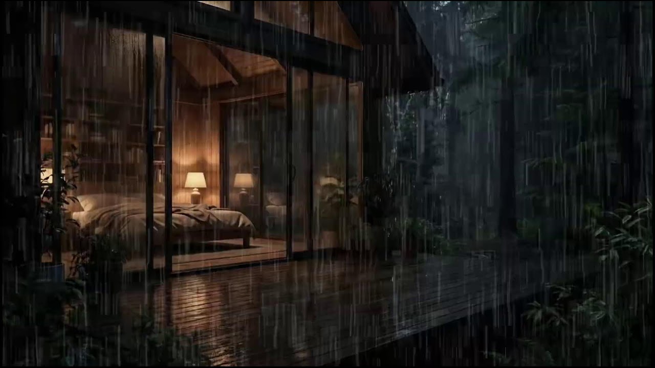 Rainy Night in a Forest Cabin 🌲 | Soft rain ambience with steady rain sounds for deep relaxation