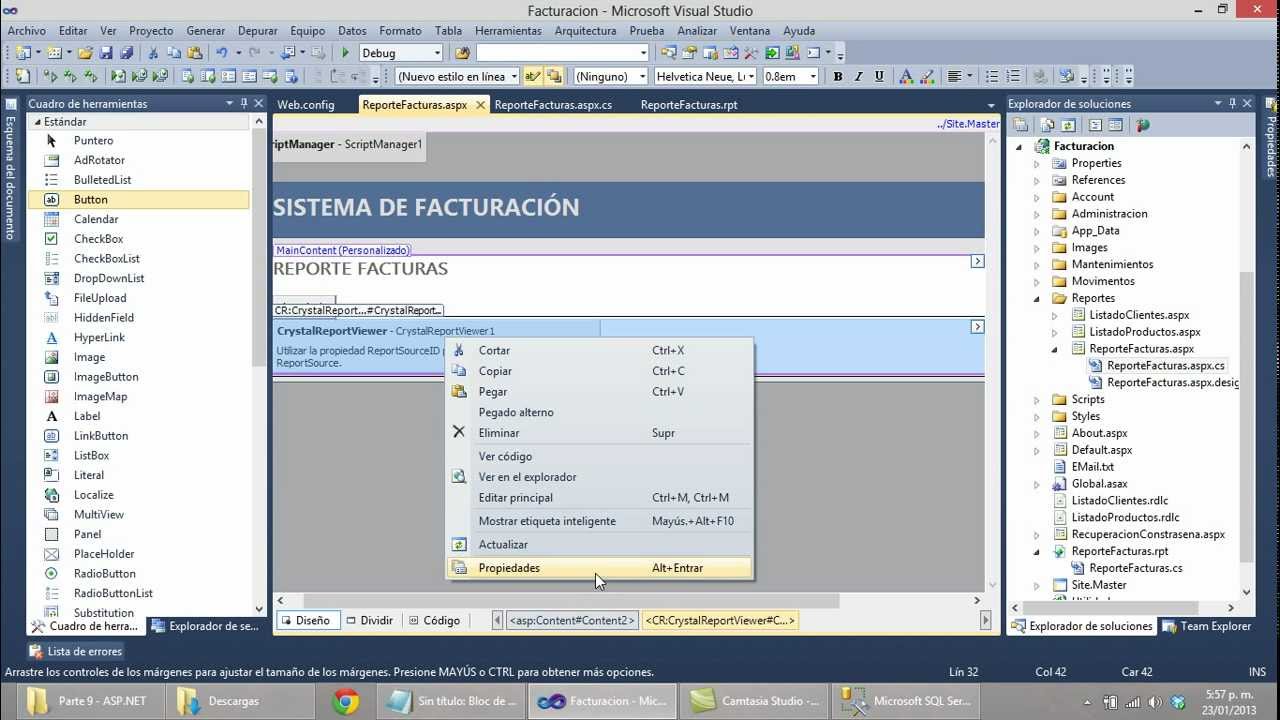 Parte 10 - ASP.NET: Reporte de facturas con Crystal Reports