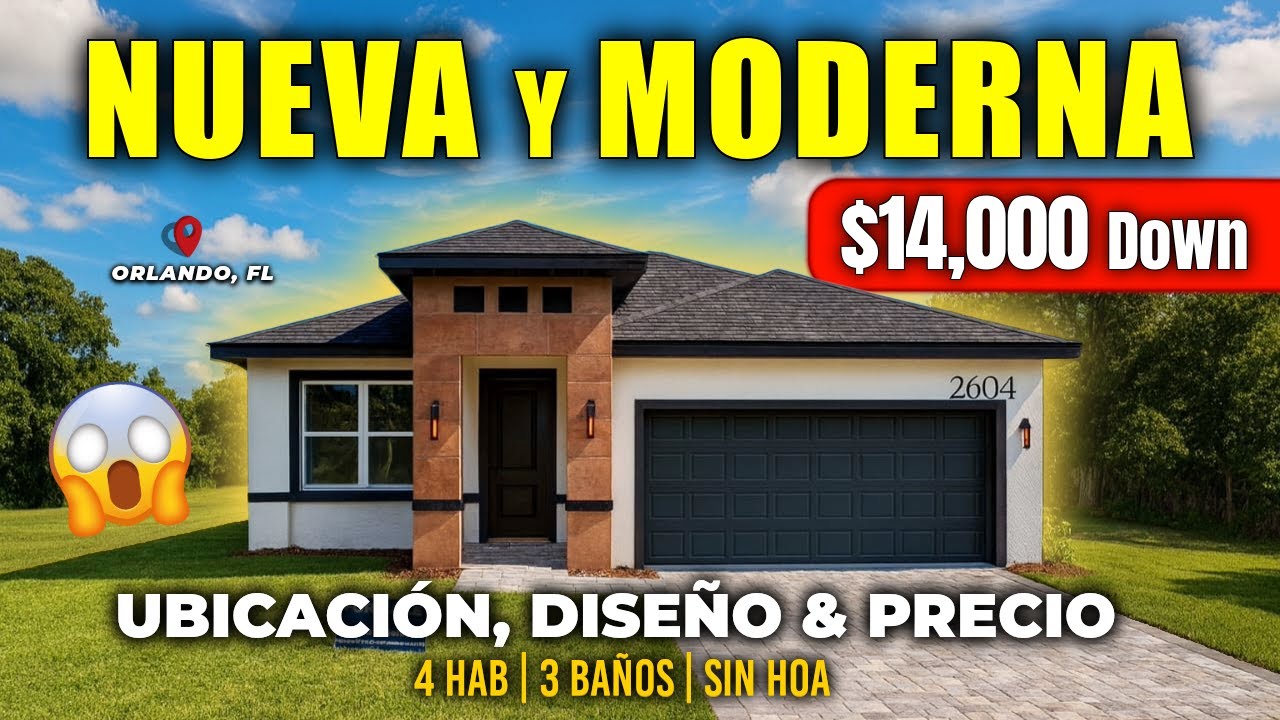 ¡TODO lo que BUSCAS en Orlando, FL!🤯 Casa NUEVA de 4 HAB 3 BAÑOS a PRECIO de OPORTUNIDAD  | NO HOA