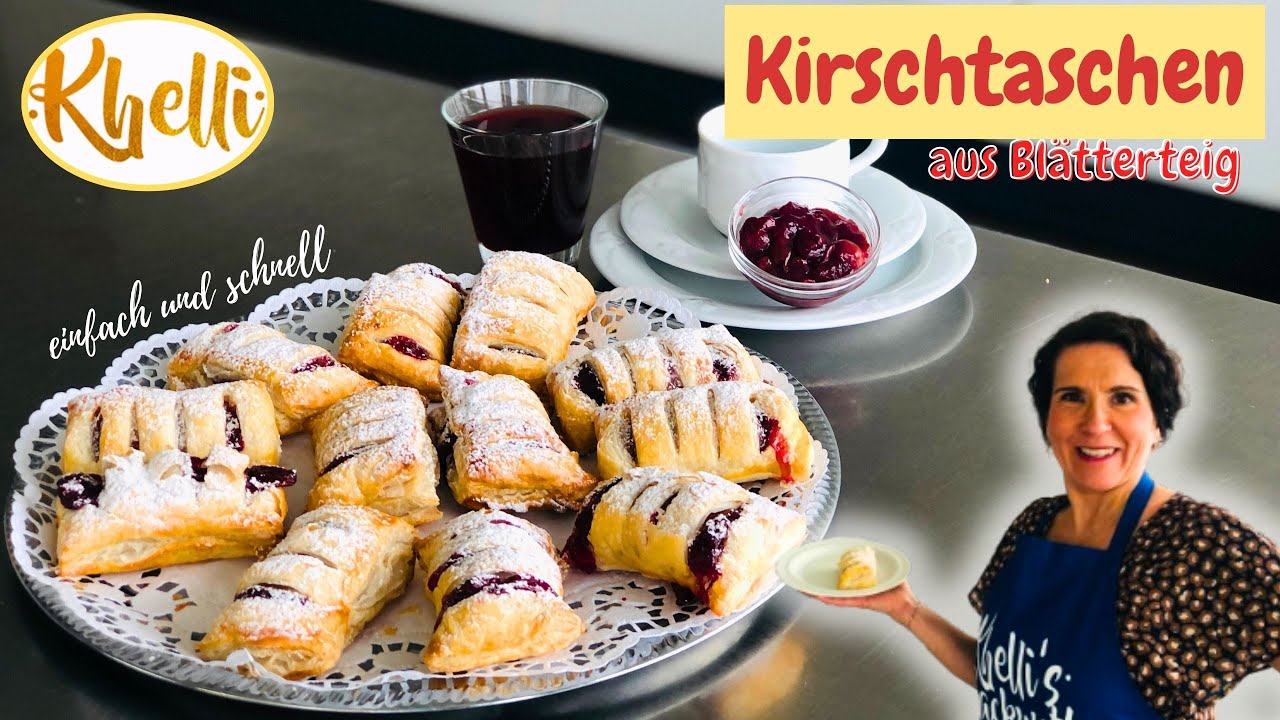 Kirschtaschen aus Blätterteig/knusprig & saftige Blätterteigtaschen/ Kirschfüllung/einfach & schnell