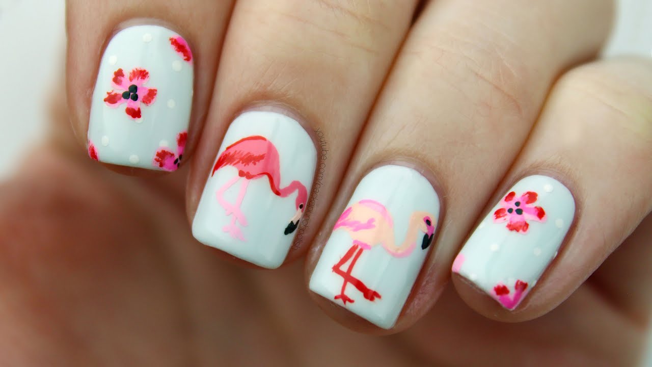 Flamingo & Floral Nail Art Tutorial
