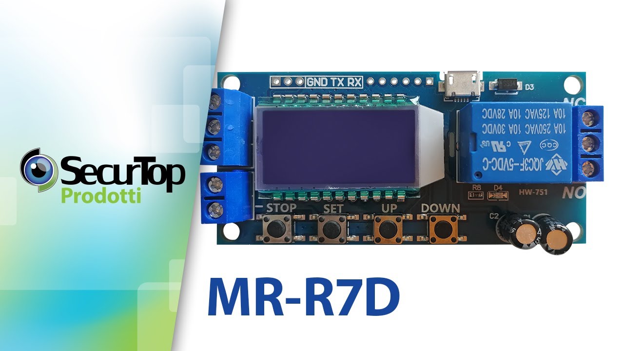 SecurTop MR-R7D: relè temporizzato con 7 funzioni e display