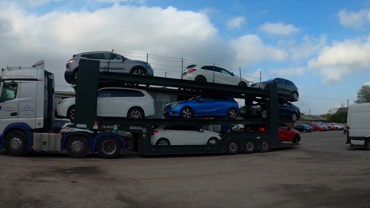 UK HGV Car Transporter Unload and Re-Load Timelapse. No Dashcam