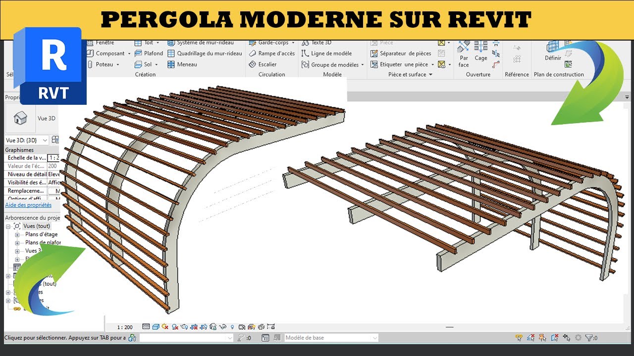 Pergola moderne sur revit
