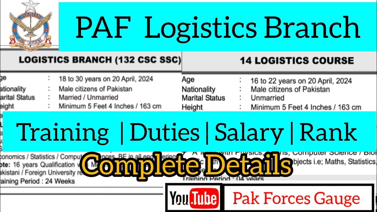 PAF Logistics Branch Commissioned Officer Jobs 2023 |  Salary of the Logistics Officer in PAF  |
