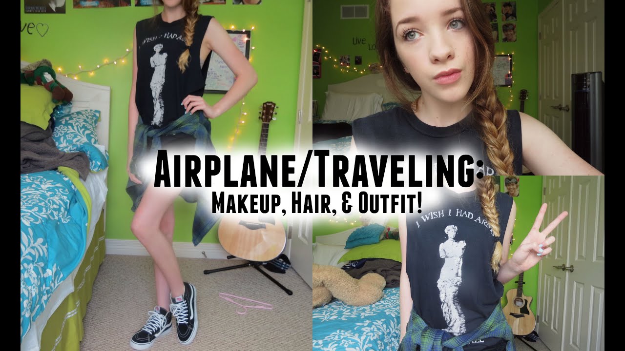 Airplane/Traveling: Makeup, Hair, & Outfit! ♡
