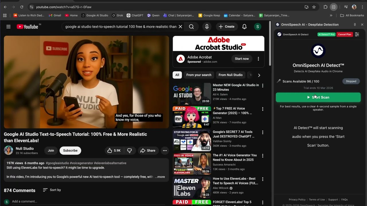 OmniSpeech AI Detect&trade; - Real-Time AI Voice & Deepfake Detection for the Web