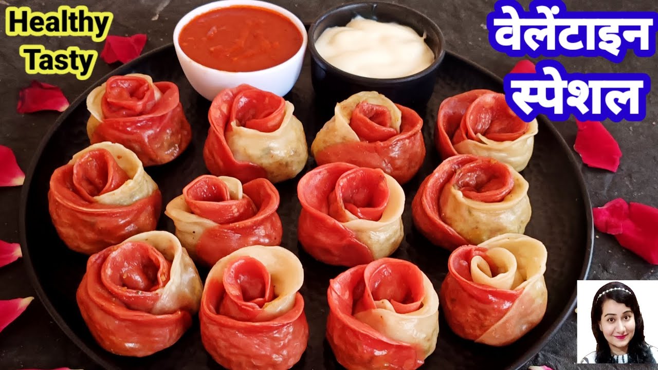 वेलेंटाइन स्पेशल रेसिपी 💕 Impress Your Valentine With This Valentine Treat, Rose Momos,Healthy Momos