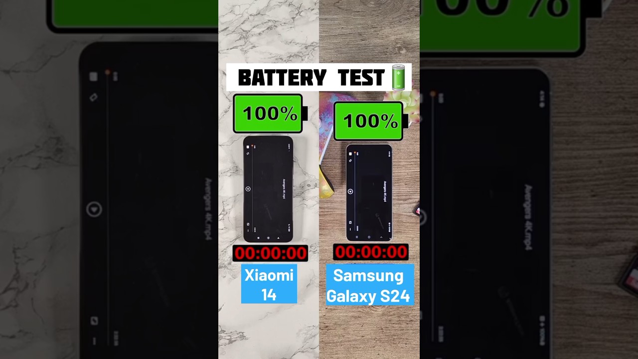 Xiaomi 14 vs Samsung Galaxy S24 Battery Drain Test #xiaomi14 #samsunggalaxys24 #batterylife #shorts