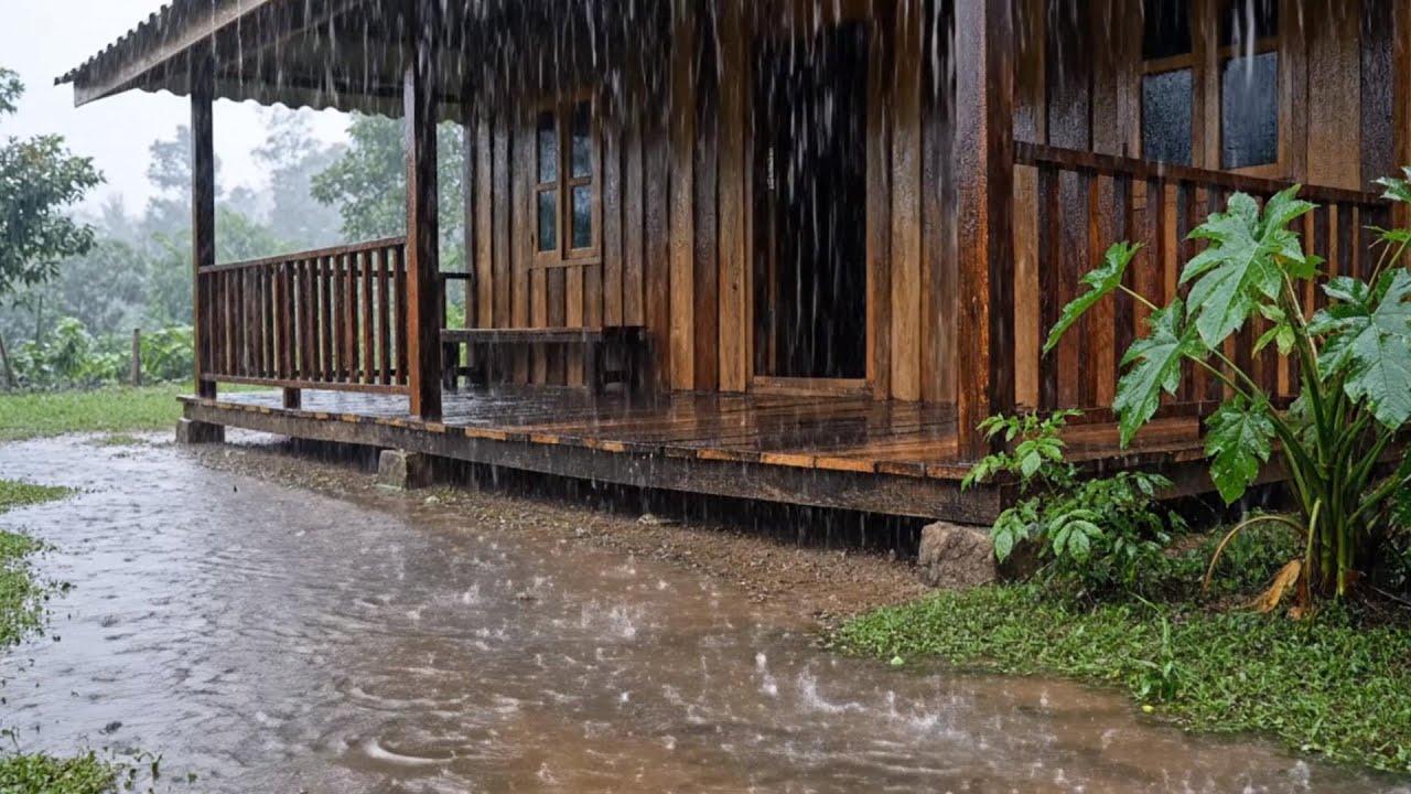 Chuva Intensa Envolvendo A Casa 🌧️ Atmosfera Calmante Para Desligar A Mente