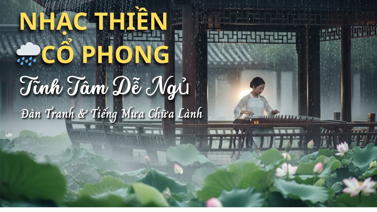 🌧️ Nhạc Thiền Tĩnh Tâm Dễ Ngủ | Đàn Tranh, Tiếng Mưa, Sấm Rền & Chim Hót Đầu Giấc 1H