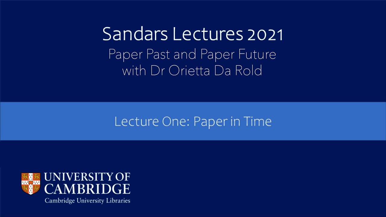 Sandars Lectures 2021: Lecture One