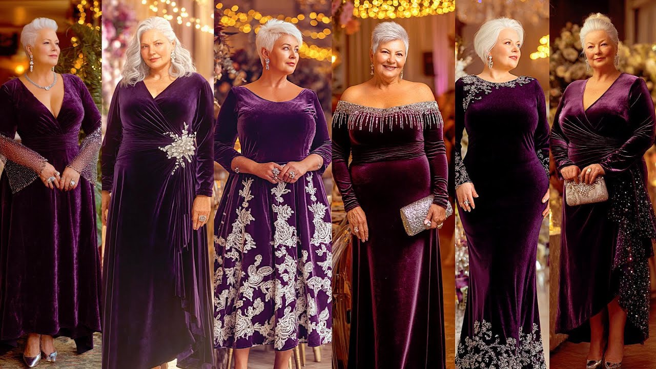 Curve Queen Glows in Deep plum Velvet: Plus-Size Formal Dress Perfection