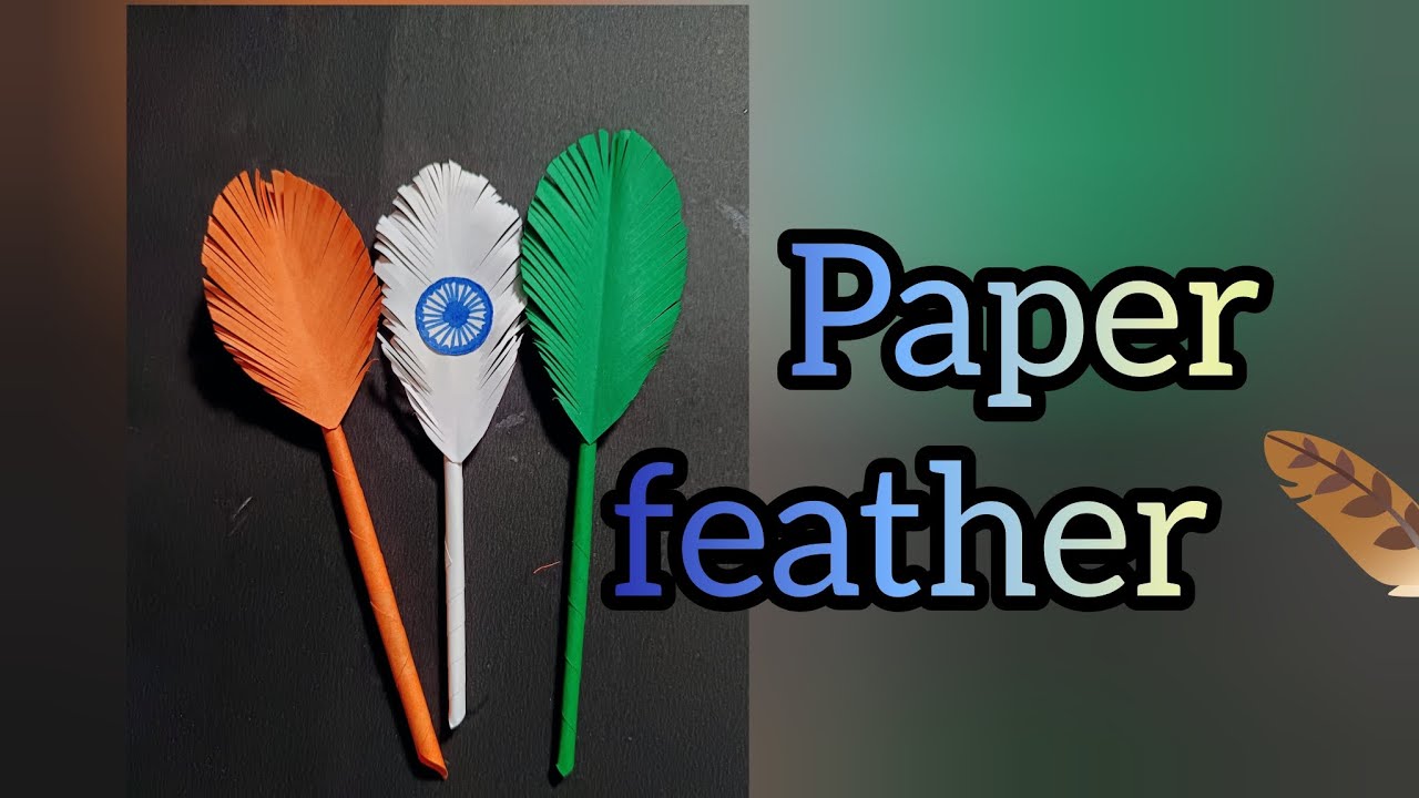 Diy tricolour  paper feather 🪶 craft#diy #viral #craft #youtubevideo #republicday #art #trending 