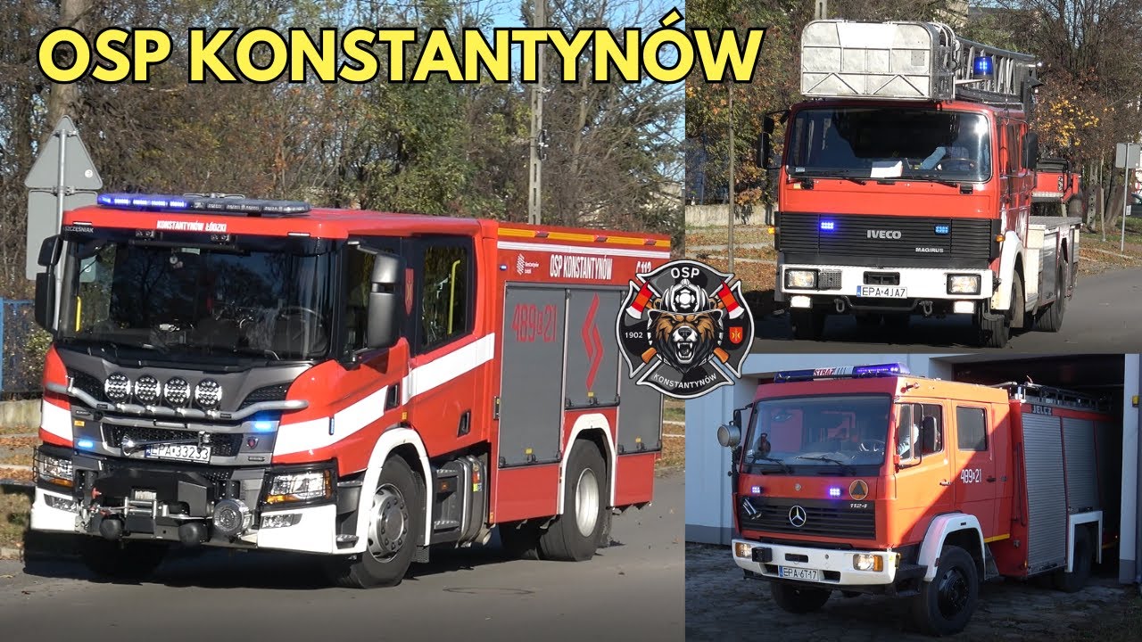 [Q2B] Wyjazd Alarmowy Scanii P360 i drabiny Iveco 140-25 z OSP Konstantynów! Siła Bojowa jednostki