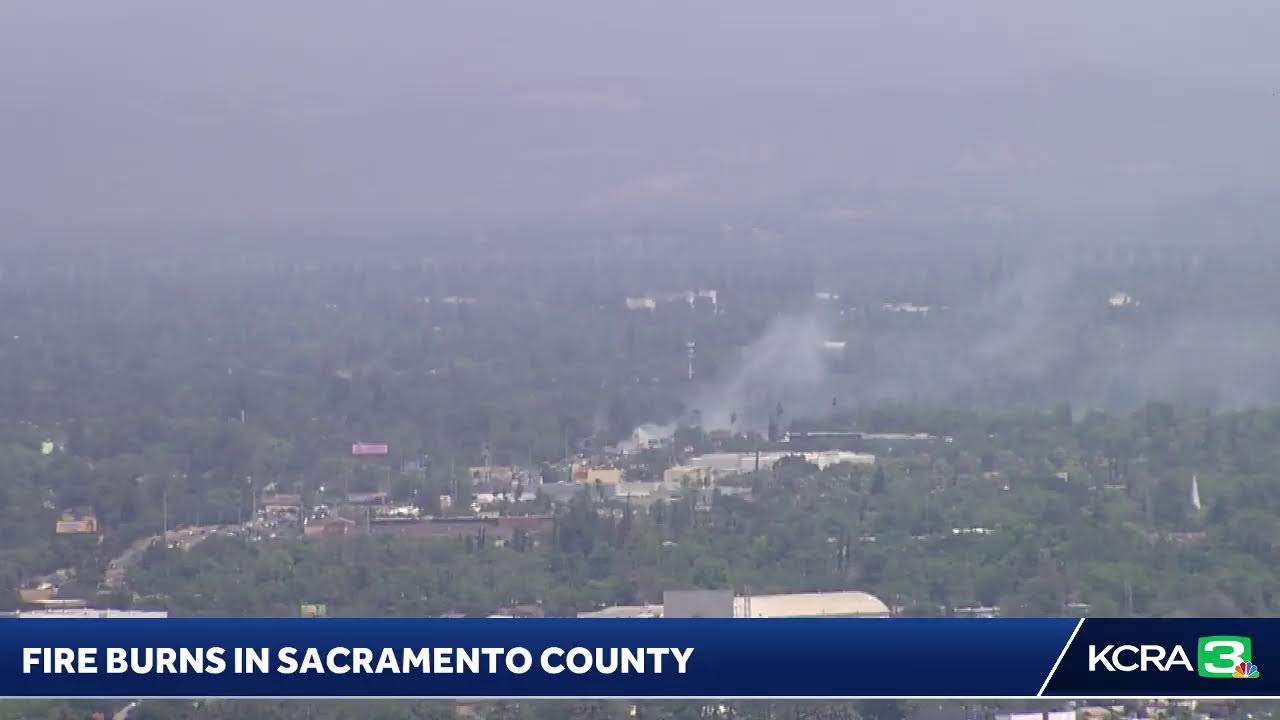Here’s a look at our Sacramento sky camera as a fire burns near Business 80