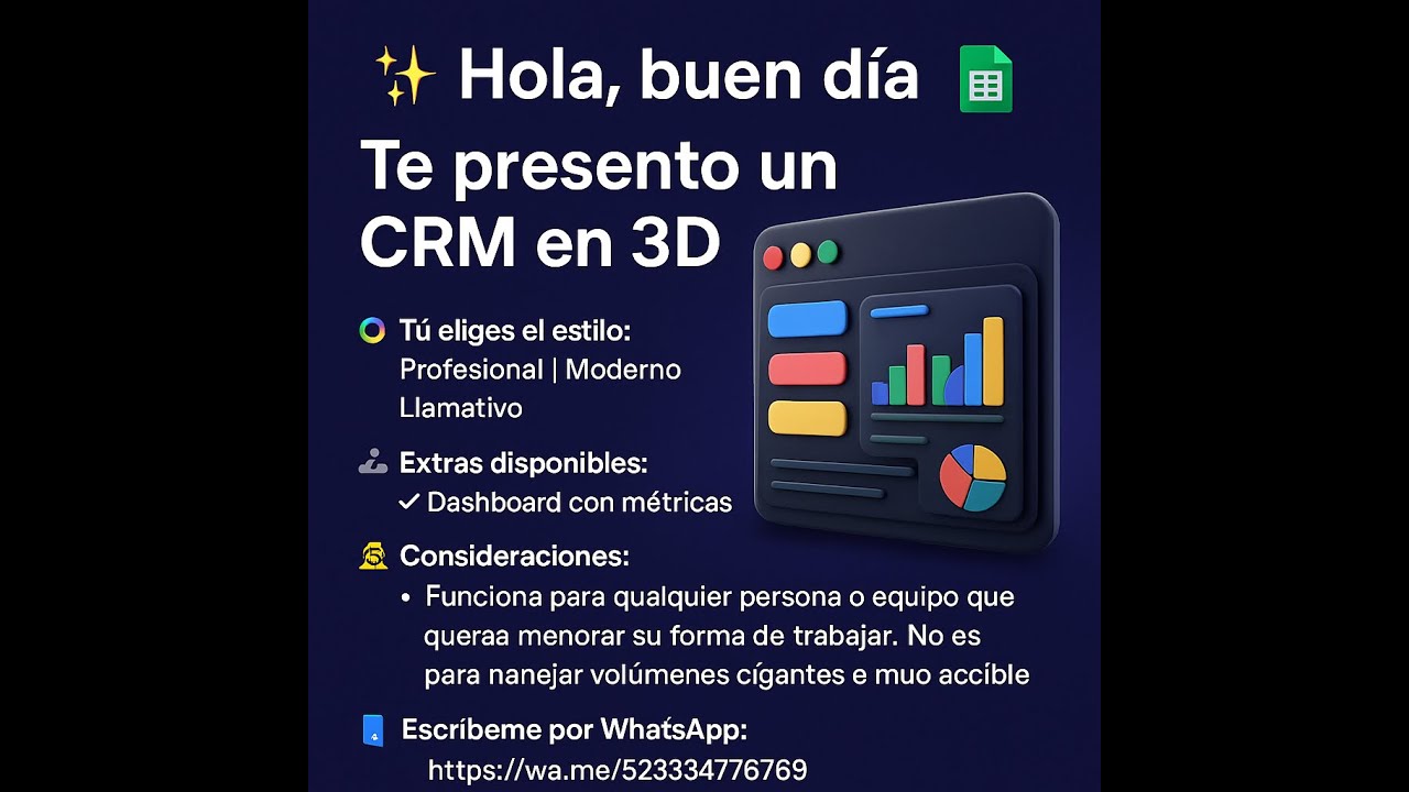 ✨ CRM en 3D 📊 | Acceso seguro y personalizado en Google Sheets