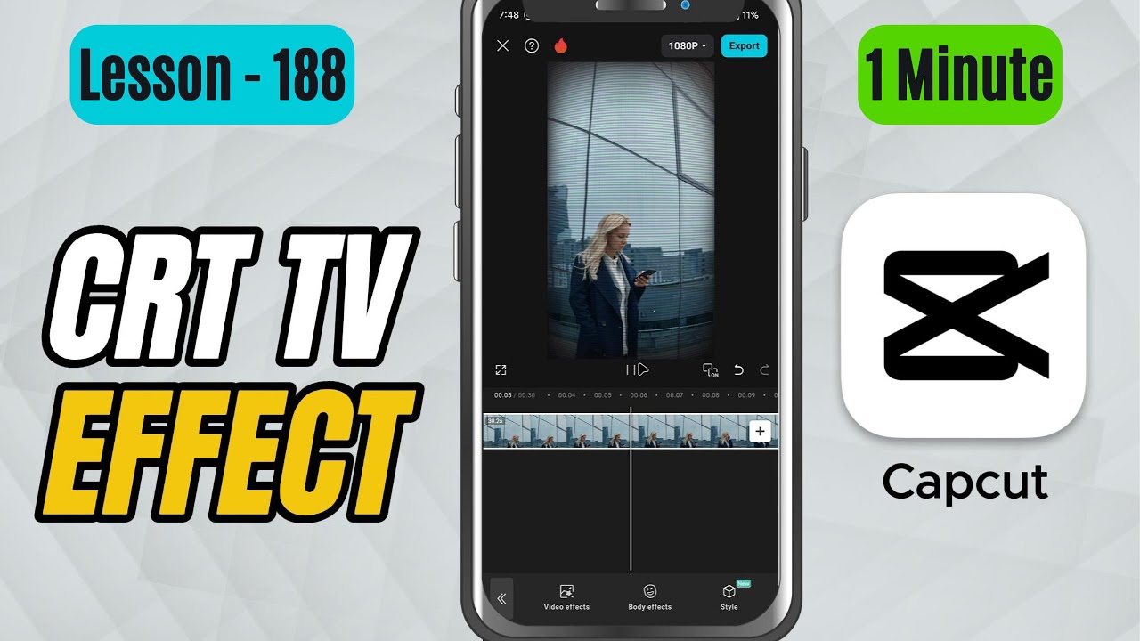 How to Add CRT TV Lines Effect in CapCut Mobile - Lesson 188 CapCut Tutorial