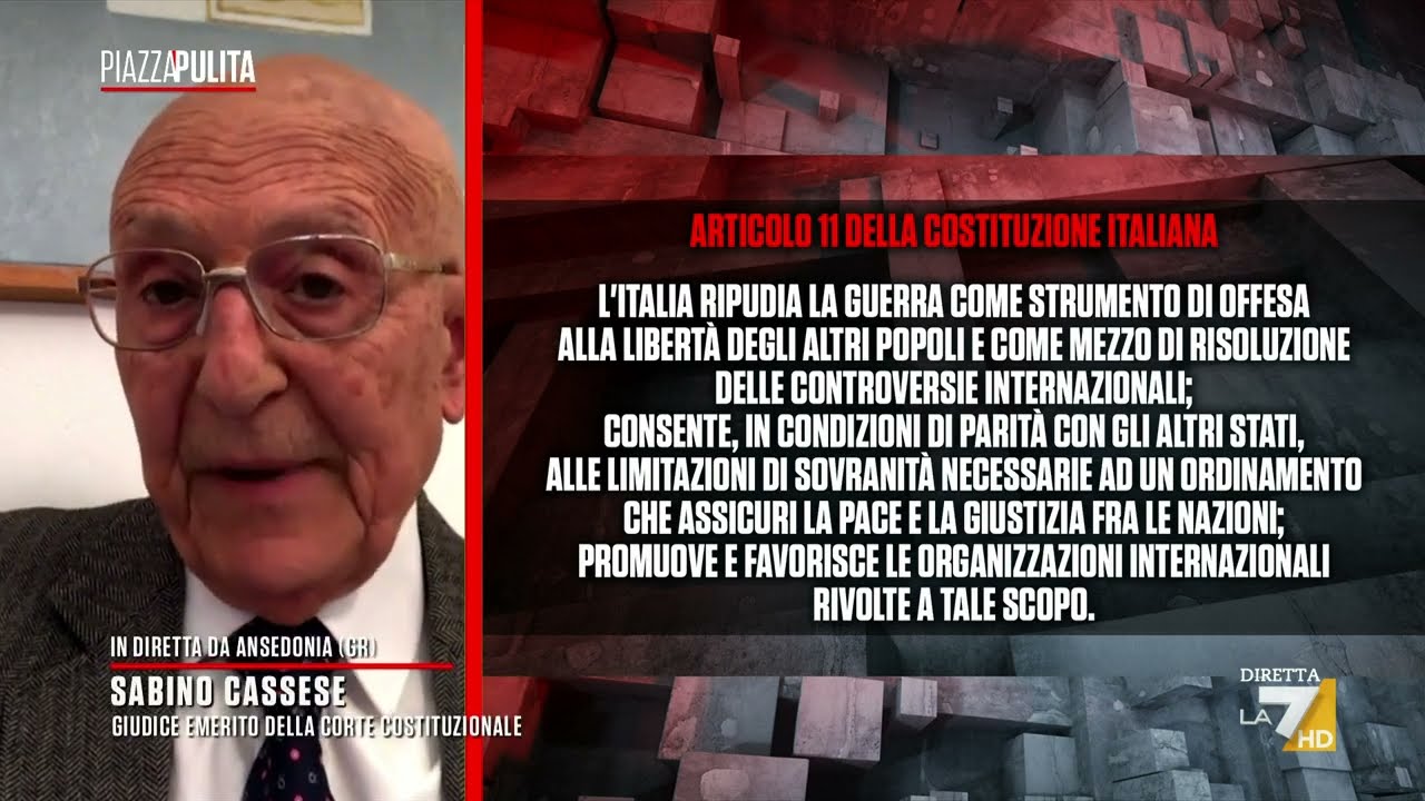 Art. 11 della Costituzione, il ripudio della guerra: l’analisi del Giudice Emerito Sabino Cassese