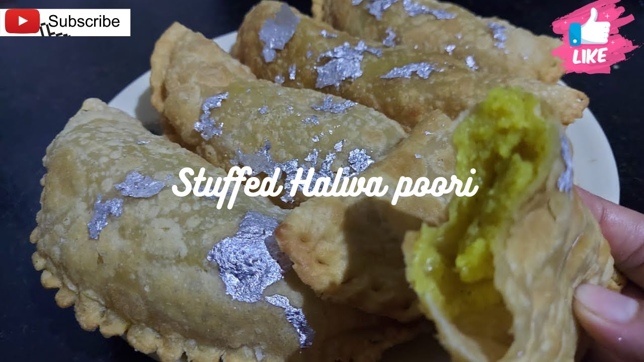 Bangalore style COCONUT Halwa poori| Stuffed coconut Halwa poori|