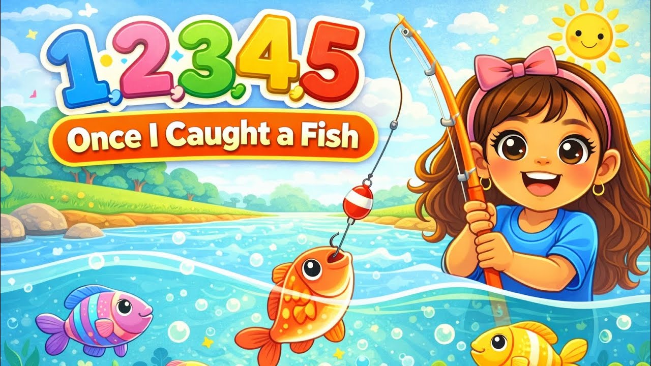 1 2 3 4 5 Once I Caught a Fish Alive With Royah - Body Parts Song for Toddlers