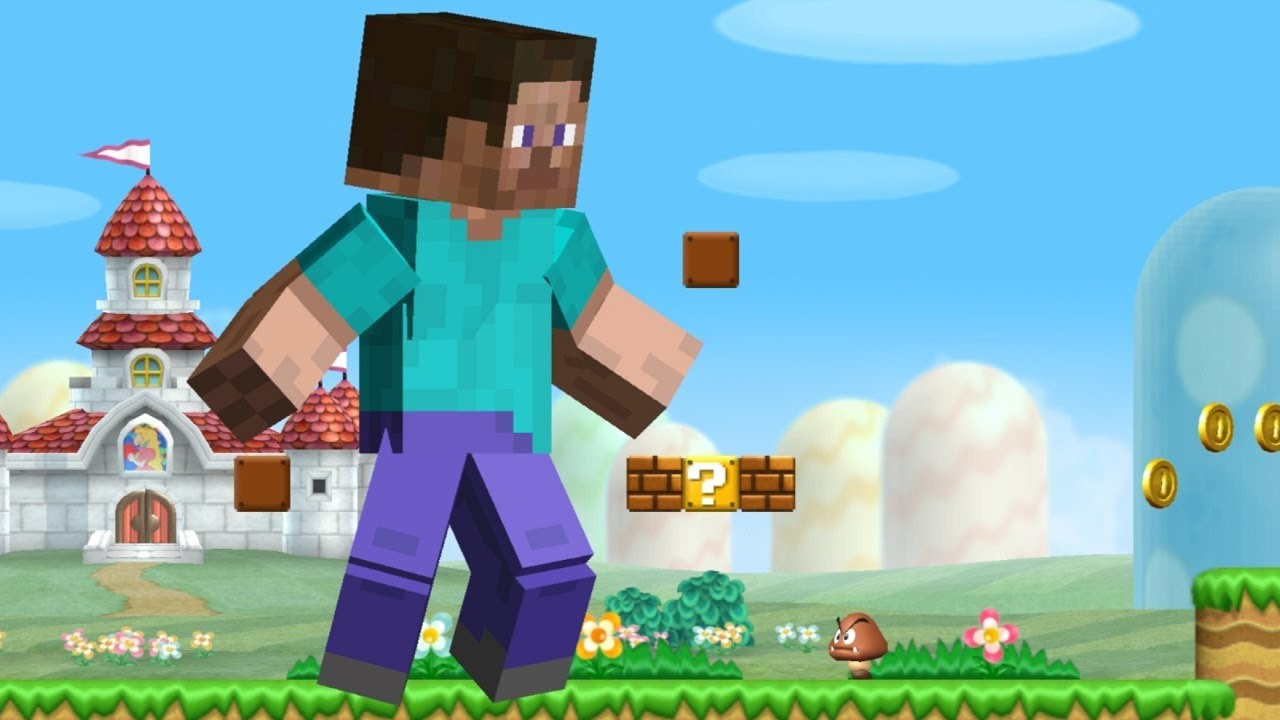 New Super Mario Bros Wii - Giant Minecraft Steve