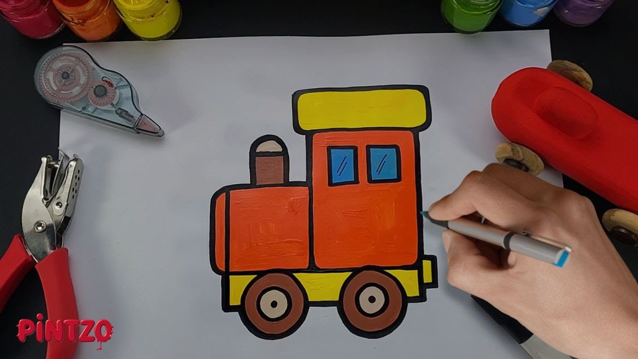 MENGGAMBAR DAN MEWARNAI MOBIL - TUTORIAL MENGGAMBAR - DRAWING AND COLORING FOR KIDS - PINZO