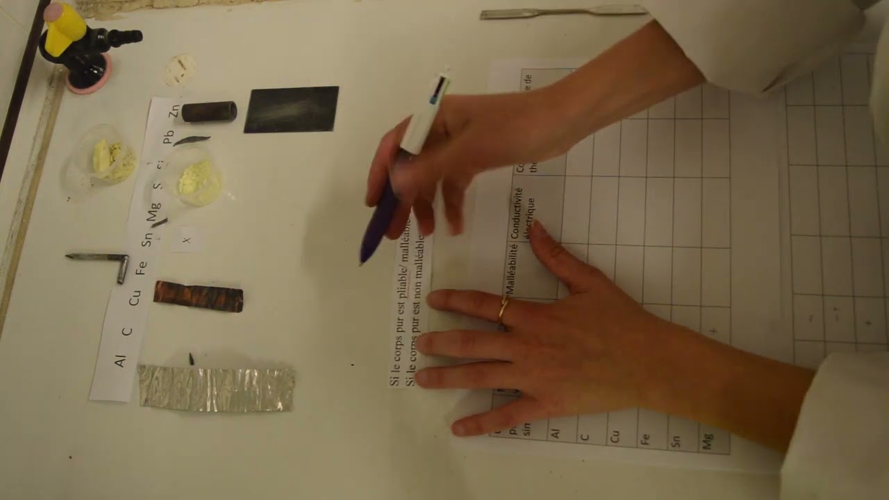 Exp&eacute;rience sur l'identification des m&eacute;taux et des non-m&eacute;taux