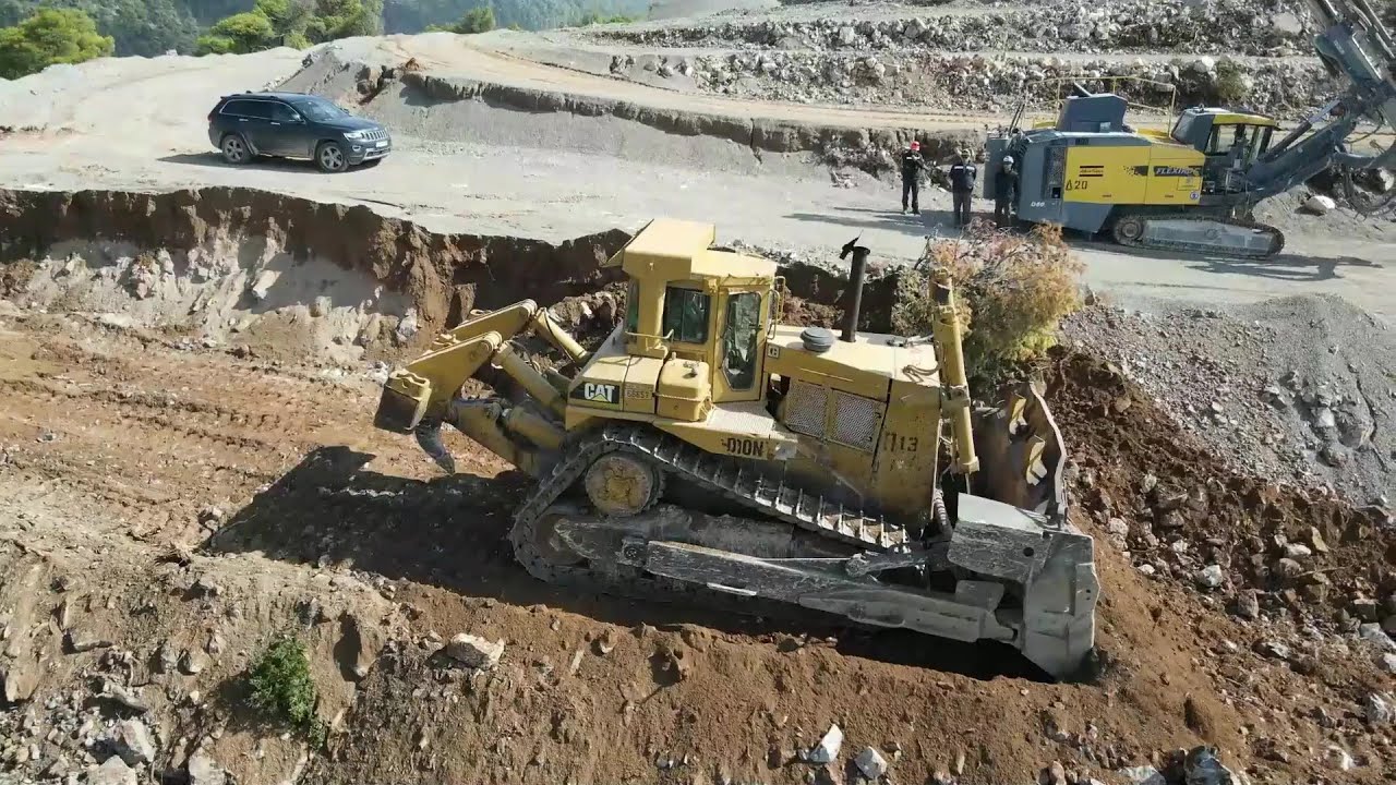 Caterpillar D10N Bulldozer Opening New Level At The Quarry - Samaras Mining Group