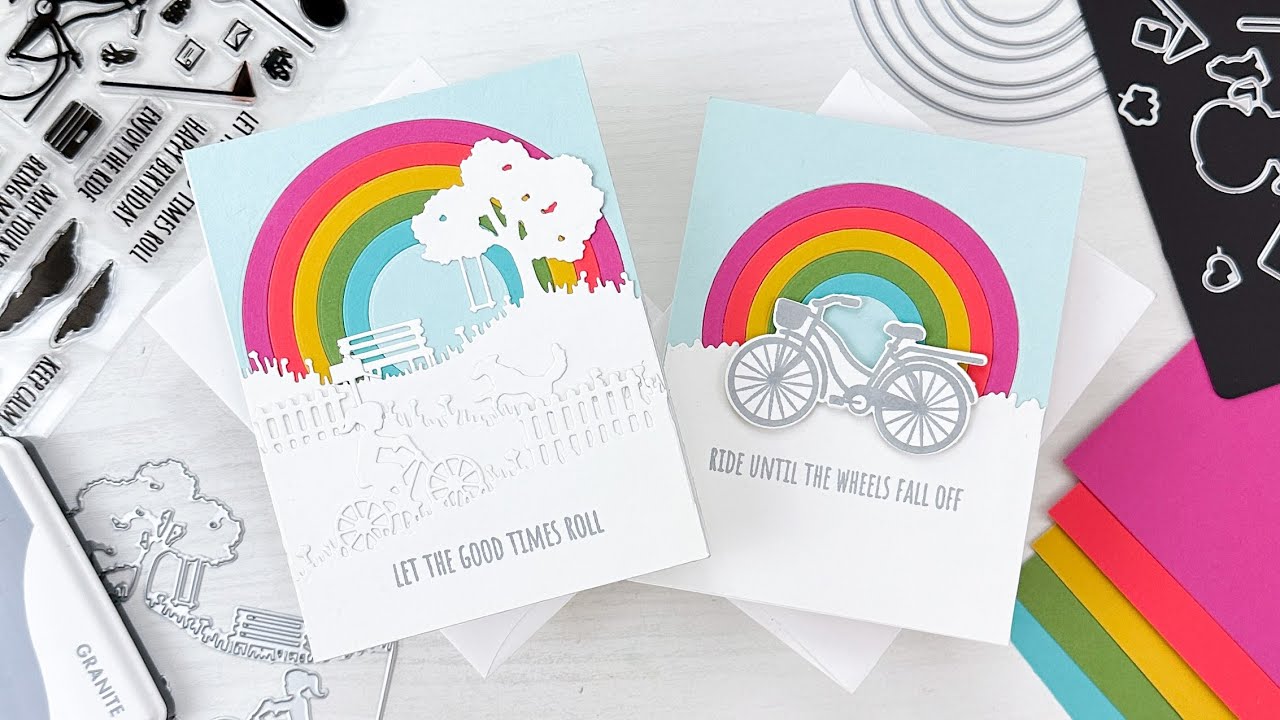 Inlay Rainbow Cards Featuring the May 2023 Classic and Premium My Monthly Hero Kits