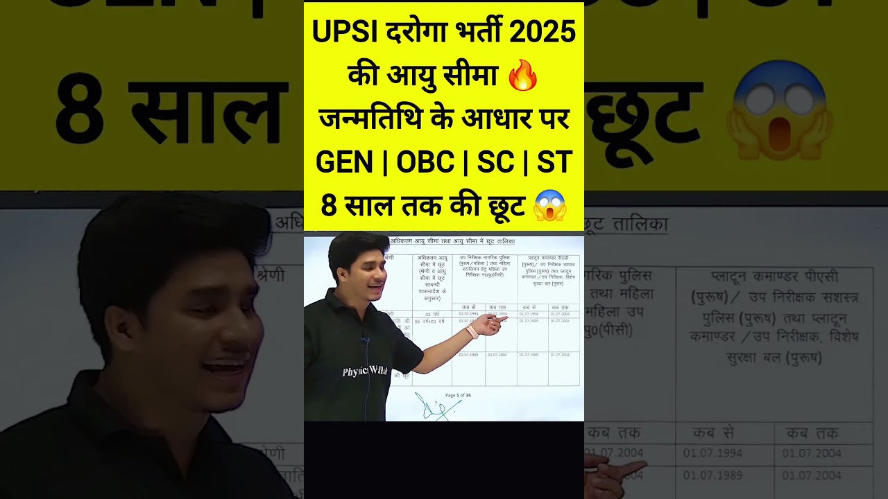 UP SI AGE CRITARIA | UP SI AGE COUNT 2025 | UPSI 2025 NOTIFICATION OUT #Shorts #PW #UpExamsWallah