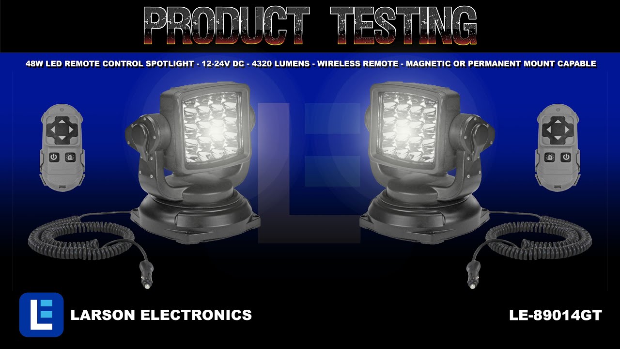48W LED Remote Control Spotlight - 12-24V DC - 4320 Lumens - Wireless Remote - Magnetic or Permanent