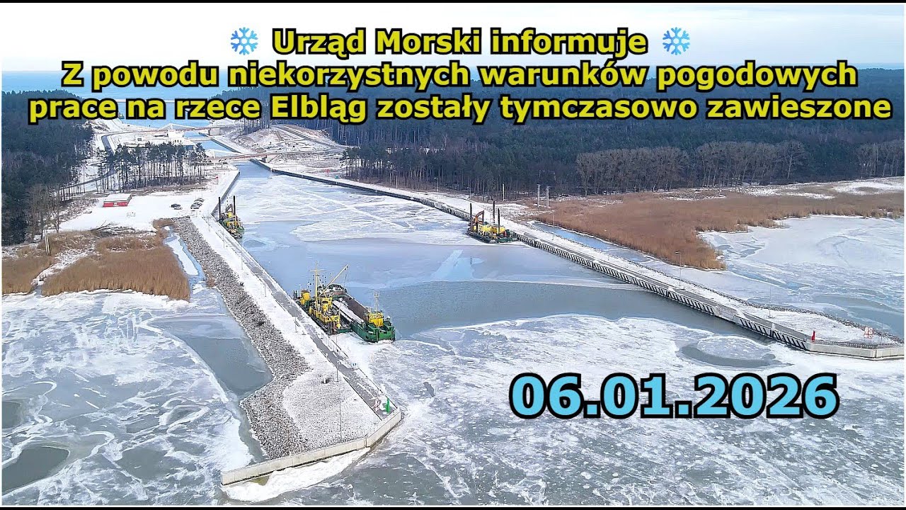 Maszyny uwięzione w Lodzie  - 06.01.2026 Kanał Żeglugowy Nowy Świat