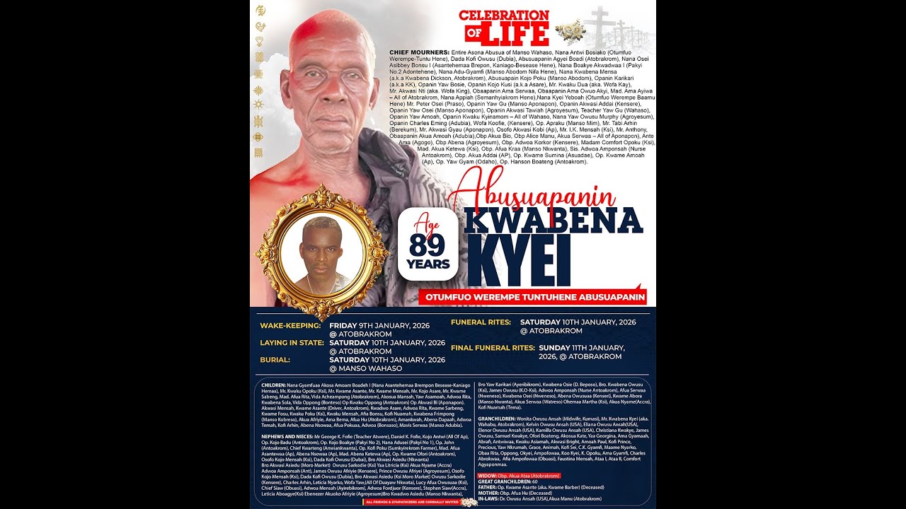 VIEWING & BURIAL SERVICE OF THE LATE ABUSUAPANIN KWABENA KYEI @ATOBRAKROM PART1