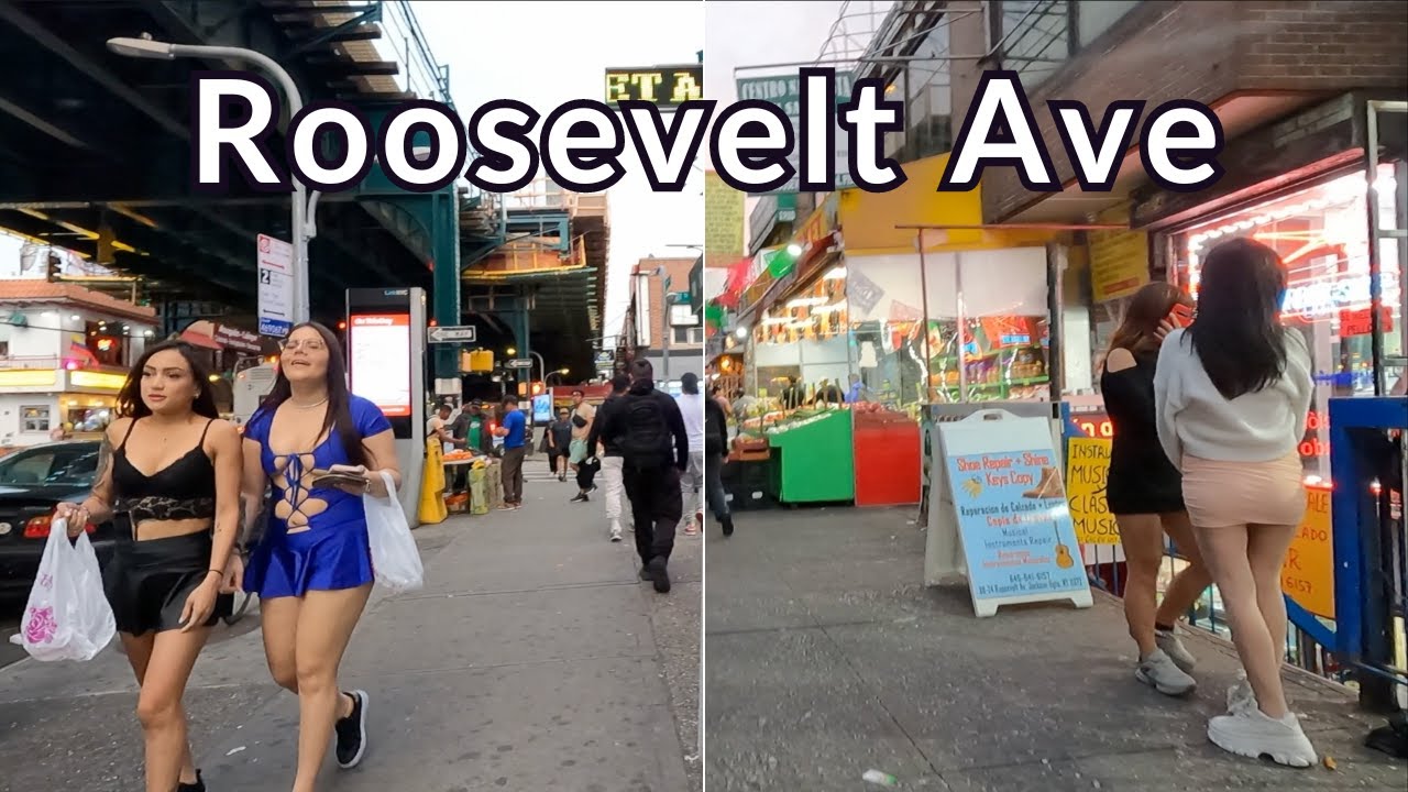 New York City's Roosevelt Avenue on a Friday night Queens red light district NYC
